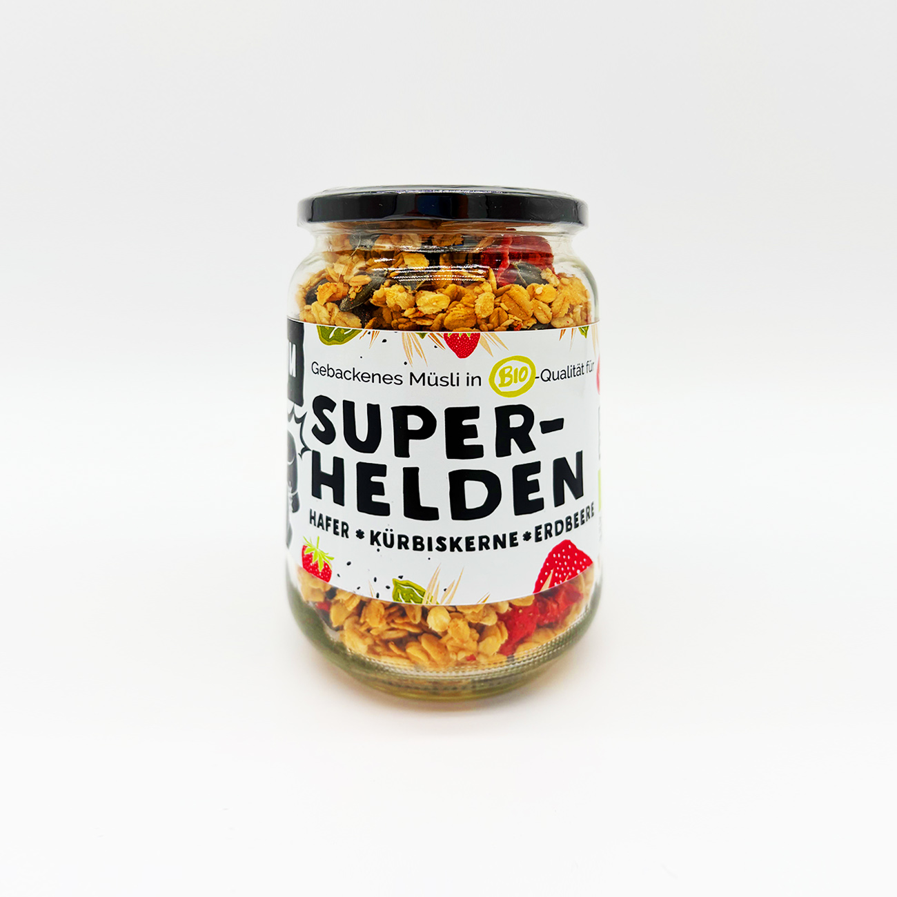 Superheld - Erdbeer/Kürbiskern/Tonkabohne Granola im Glas